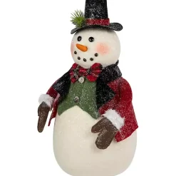 Glittered Snowman with Vest Figurine