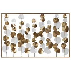 Glossy Gold Leaves Framed Wall Plaque