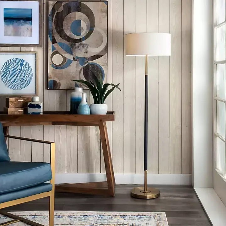 Gold and Black Simple Stem Floor Lamp