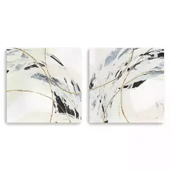 Gold and Cream Abstract Canvas Prints, Set of 2