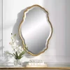 Gold Curved Beveled Frame Mirror