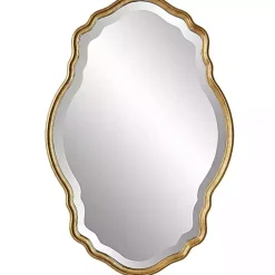 Gold Curved Beveled Frame Mirror