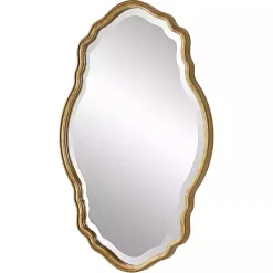 Gold Curved Beveled Frame Mirror