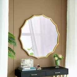 Gold Curved Sunburst Wall Mirror