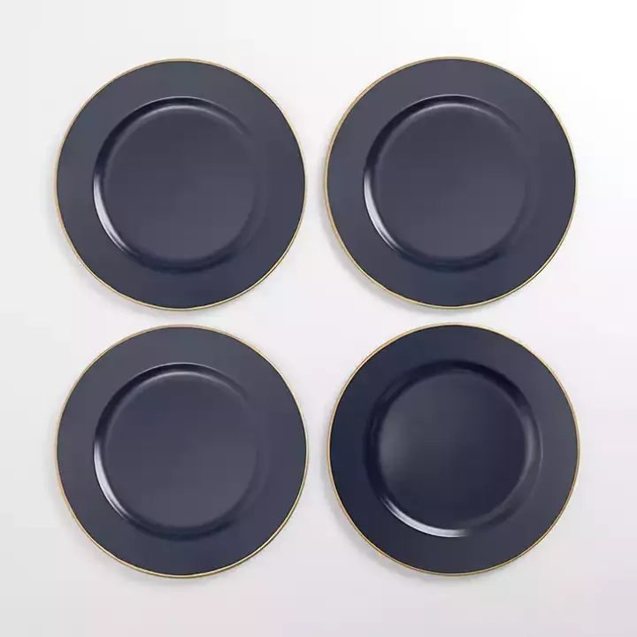 Gold Edge Navy Chargers, Set of 4