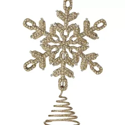 Gold Glitter Jewel Snowflake Tree Topper