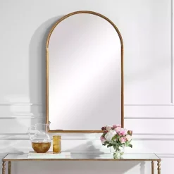 Gold Leaf Thin Arch Frame Mirror