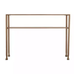 Gold Metal and Tempered Glass Console Table