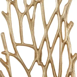 Gold Metal Coral Panel Wall Plaques, Set of 2