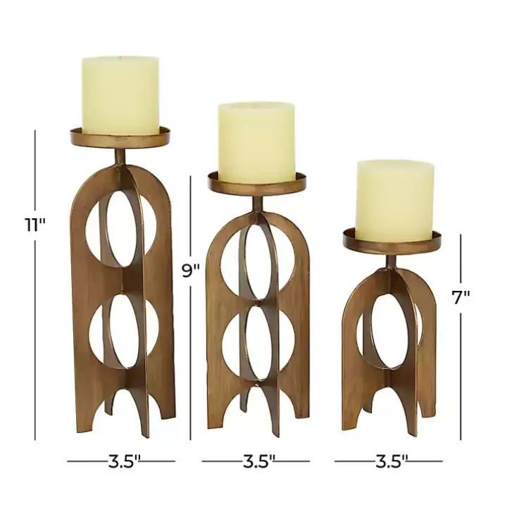Gold Metal Cutout Candle Holders, Set of 3