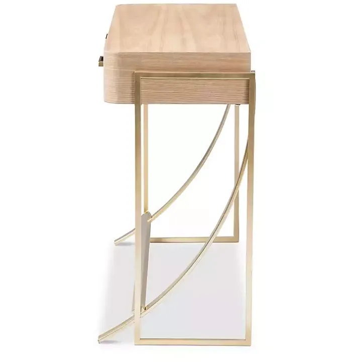 Gold Metal Frame Two-Drawer Console Table