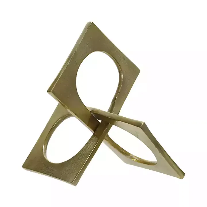 Gold Metal Linked Squares Sculpture
