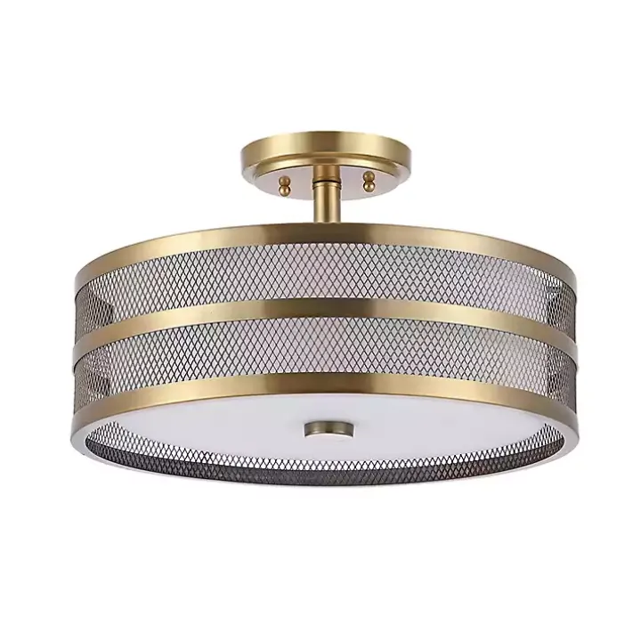 Gold Metal Mesh Flush Mount Light