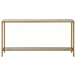 Gold Metal Mirrored Top Slim Console Table