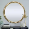 Gold Metal Round Beaded Frame Wall Mirror