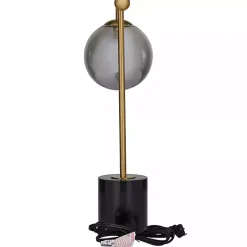 Gold Metal Smoked Glass Shade Table Lamp