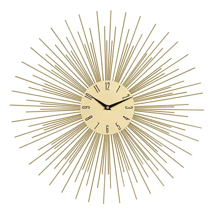 Gold Metal Sunburst Wall Clock