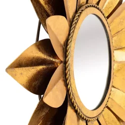 Gold Metal Sunflower Wall Mirror