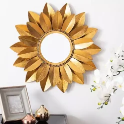 Gold Metal Sunflower Wall Mirror