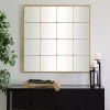 Gold Metal Windowpane Wall Mirror