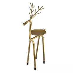Gold Reindeer Pillar Candle Holder, 13 in.