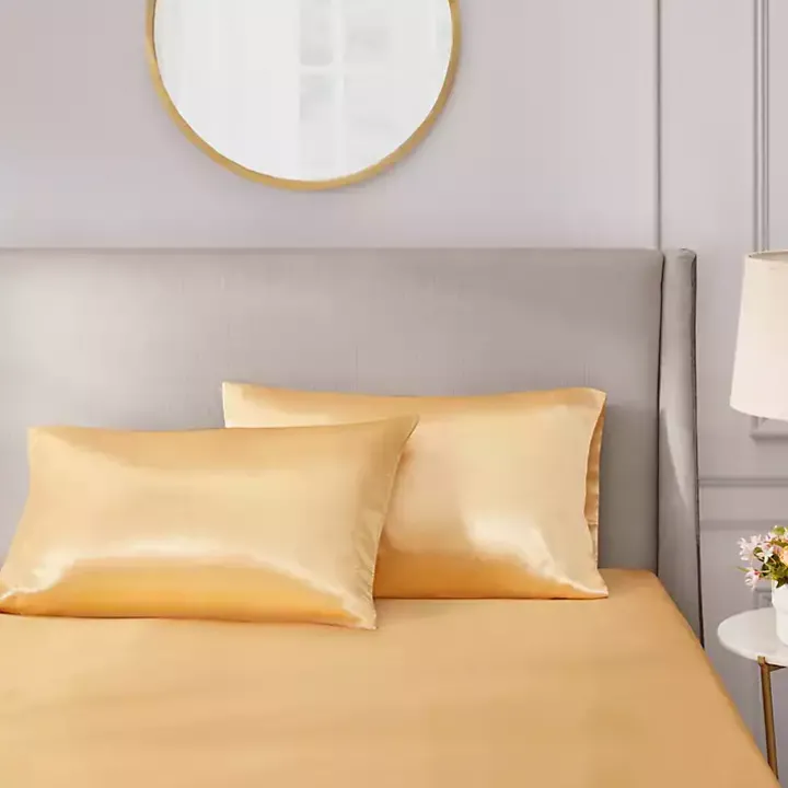 Gold Satin Standard 2-pc. Pillow Case Set