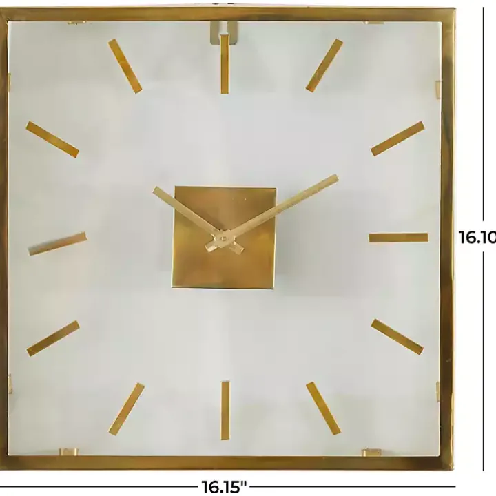 Gold Square Minimalist Wall Clock