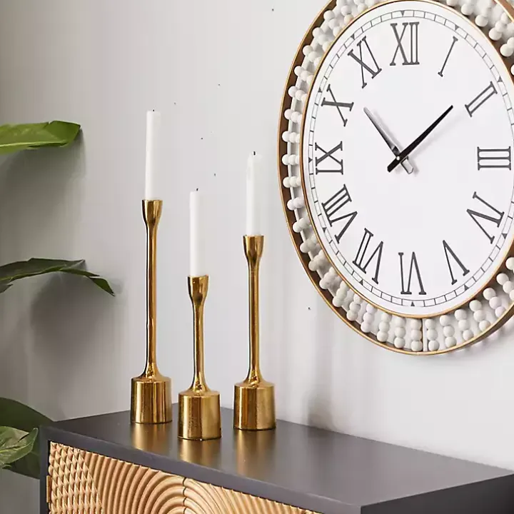 Gold Taper Candle Holders, Set of 3
