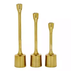 Gold Taper Candle Holders, Set of 3