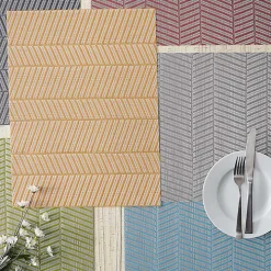 Gold Textured Twill Weave Placemats, Set of 6