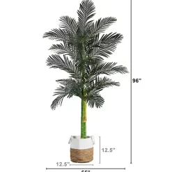 Golden Cane Palm Tree in Woven Planter, 8 ft.