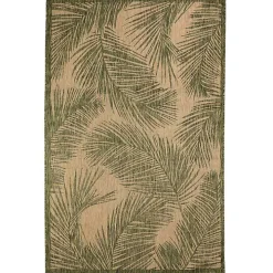 Golden Green Palm Leaves Outdoor Area Rug, 7x9