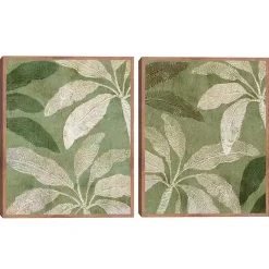 Golden Palms Framed Canvas Art Prints, Set of 2