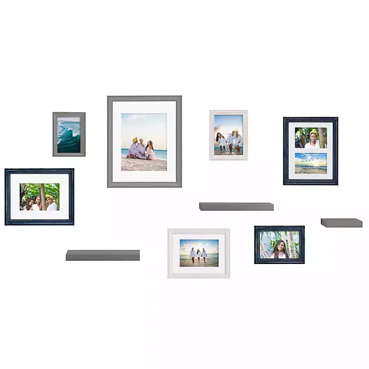 Gray & Navy 10-pc. Gallery Wall Frame & Shelf Set
