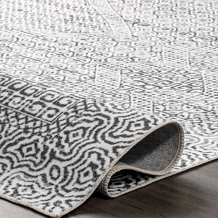 Gray Abstract Pattern Washable Runner