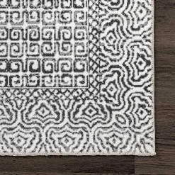 Gray Abstract Pattern Washable Area Rug, 4x6