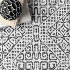 Gray Abstract Pattern Washable Area Rug, 5x8