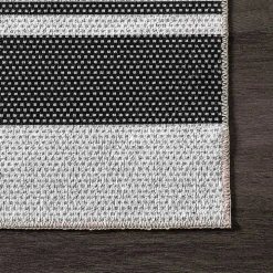 Gray and Black Striped Washable Area Rug, 5x8