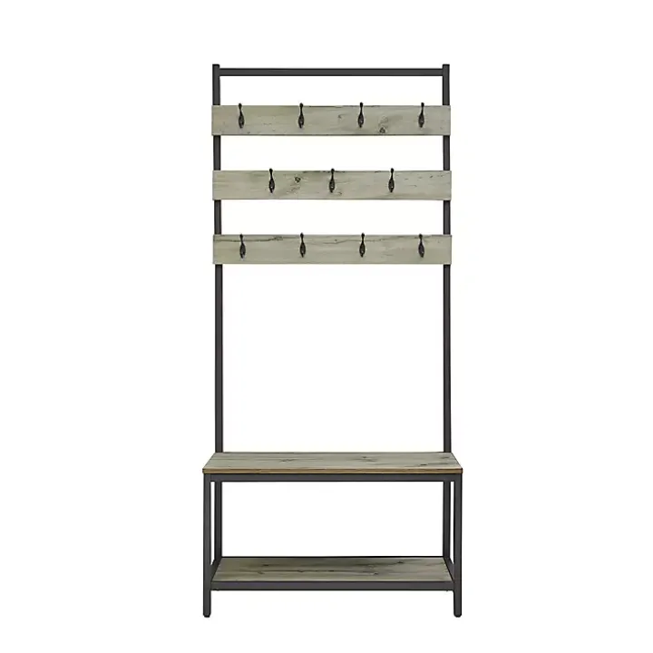 Gray and Black Wood Bench Hall Tree