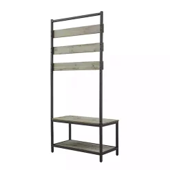 Gray and Black Wood Bench Hall Tree