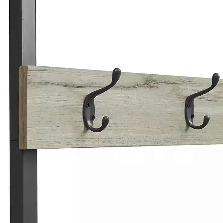 Gray and Black Wood Bench Hall Tree