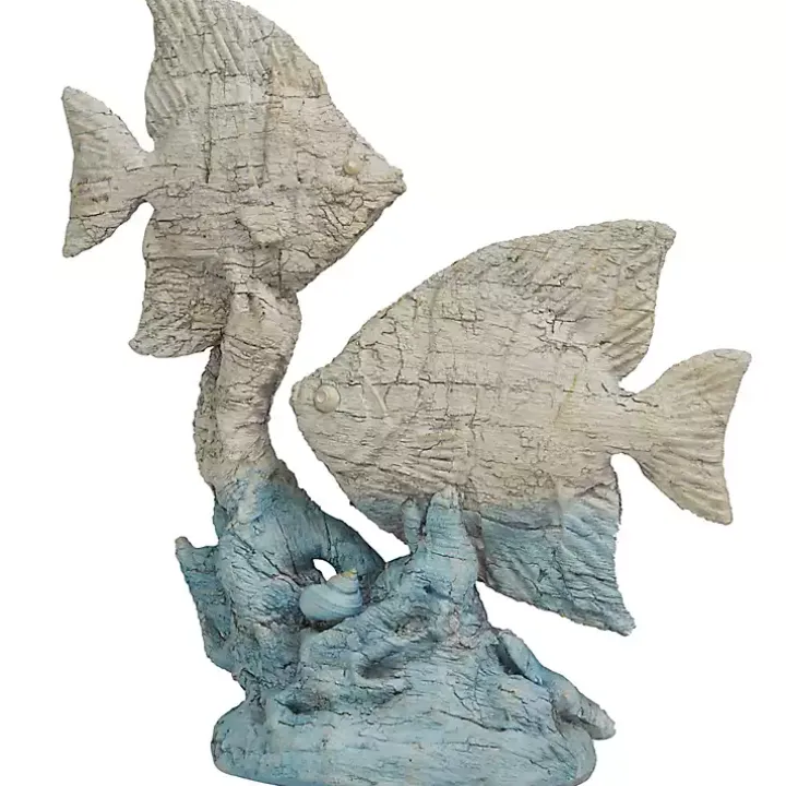 Gray and Blue Fish Statue