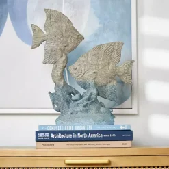 Gray and Blue Fish Statue