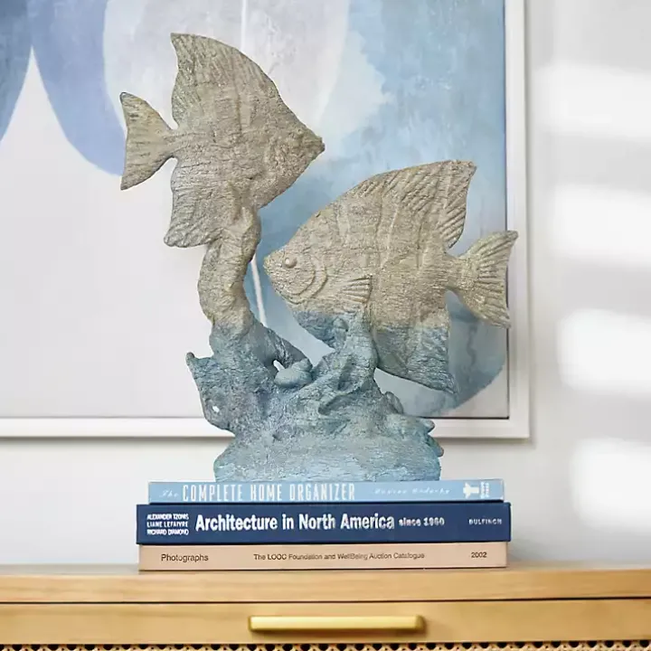Gray and Blue Fish Statue