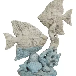 Gray and Blue Fish Statue