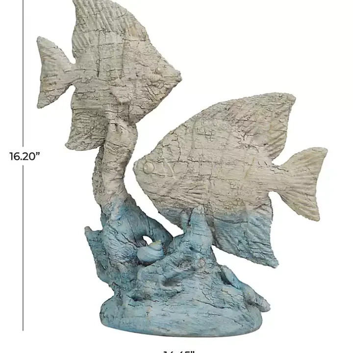 Gray and Blue Fish Statue