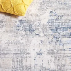 Gray and Blue Whisper Abstract Area Rug, 6x6