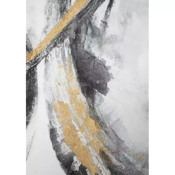 Gray and Gold Abstract Framed Canvas Art Print
