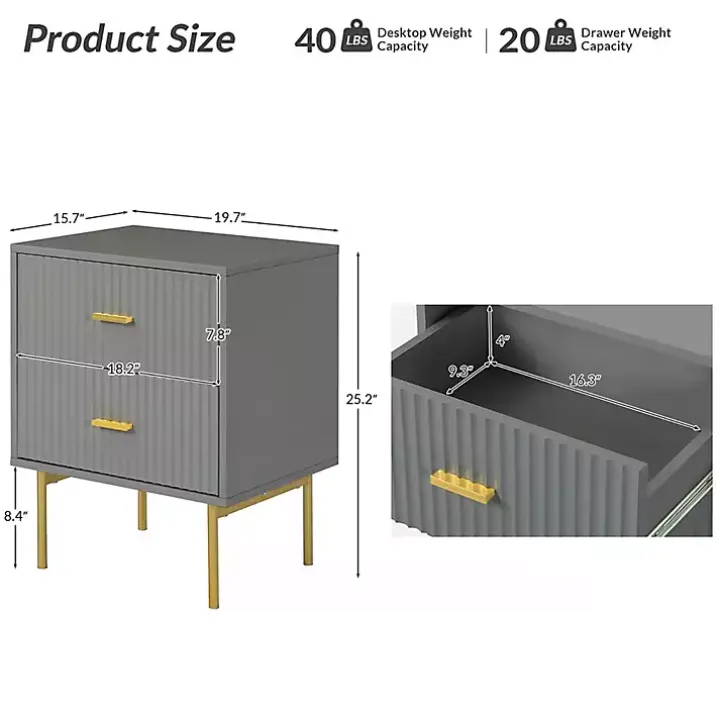 Gray and Gold Modern Ceandro Nightstand