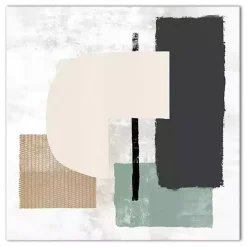 Gray and Green Abstract Geometric Canvas Wall Art